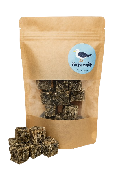 Garudmi suņiem - kaltēti mencu kubiciņi