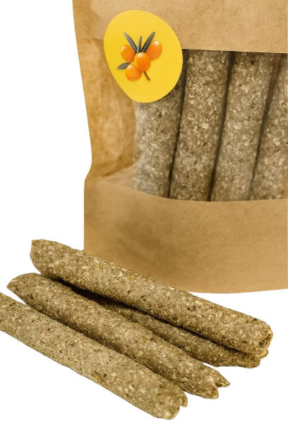 Kārumi suņiem ar zivi - menca ar smiltsērkšķi