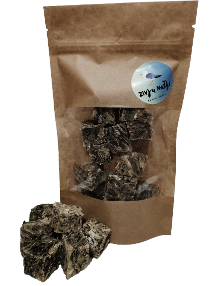 Gardumi suņiem - kaltēti mencu kubiciņi, 70g